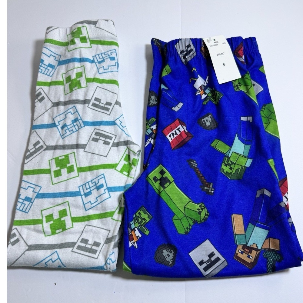Minecraft kids size 6 pajama pants 2-pack Creeper Steve TNT NWOT